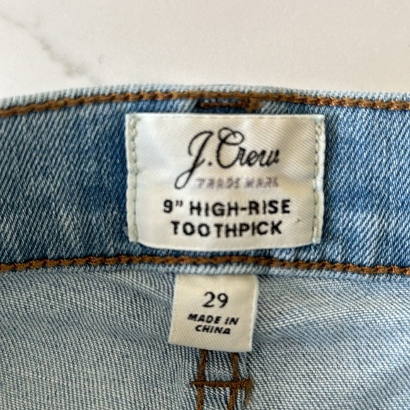 NWOT J.CREW jeans size 29 blue 9” high-rise toothpick denim button fly - Picture 7 of 8